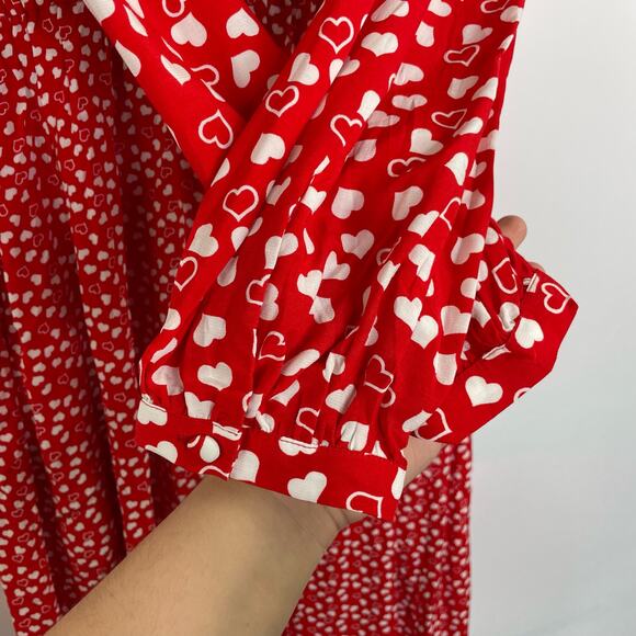 & Other Stories 2 of Hearts red white hearts dress ruffle neck line size 6 - Picture 5 of 16